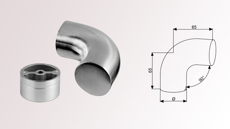 Edelstahl-Endstück 90° Bogen NATURAIL für Holz