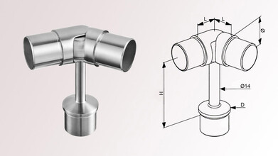 Rohrstütze mit horizontalem Gelenk, verstellbar von 0-70°