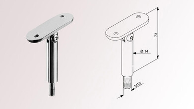 Rohrstütze mit Gelenk und Gewinde M10