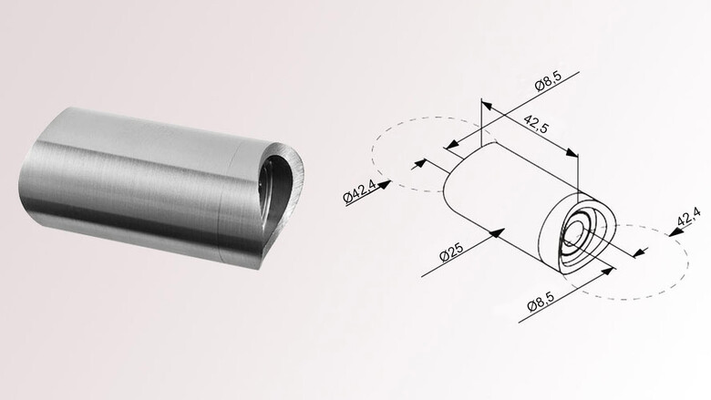 Halter zur Montage von Rundrohr Ø 42,4 mm an Geländerpfosten Ø 42,4 mm | huero.de