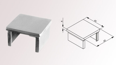 Edelstahl Endkappe | flach | für quadratische...