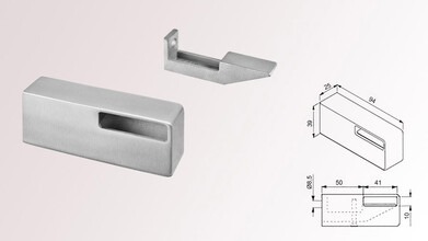 Handlaufhalter | 1-Punkt Befestigung | für Rechteckrohr 40 x10 mm | V2A - AISI 304