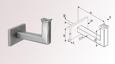 Handlaufhalter | SQUARE | unsichtbare 1-Punkt Wandbefestigung | huero.de