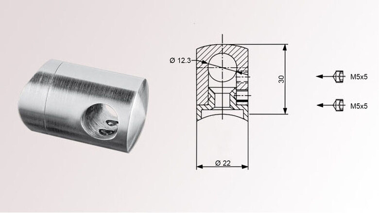 Traversenhalter für Rohr Ø 42,4 mm und Stab Ø 12 mm, Durchgangsbohrung | huero.de