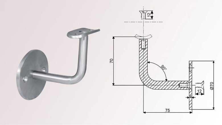 Handlaufhalter | 2-Punkt Wandbefestigung | huero.de