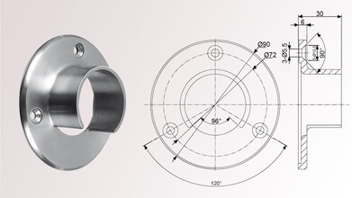 Wandflansch (rund) für Nutrohr Ø 42,4 x1,5 mm...