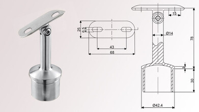 Edelstahl Rohrstütze, Neigung einstellbar, für Rohr Ø 42,4 x 2,0 mm | huero.de