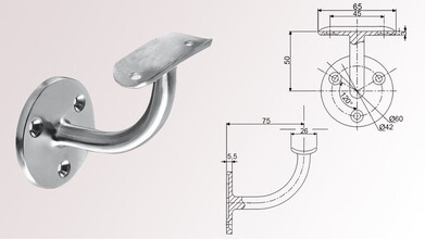 Handlaufhalter | 3-Punkt Wandbefestigung | huero.de