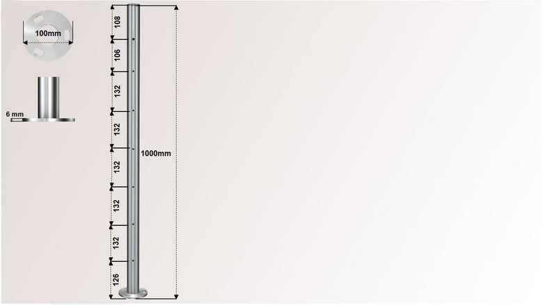 Geländerpfosten | Edelstahlpfosten | mit Gewinde für Handlaufträger | für Reling-PLUS-Geländer | huero.de