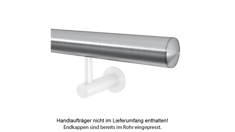 Edelstahl Handlaufrohr | 2 Bohrungen M6 | eingepresste Endkappen | 0,8 m