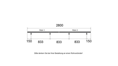 Edelstahl Handlaufrohr | 2 Bohrungen M6 | eingepresste Endkappen | 1,4 m (Halblänge für 2,8 m)