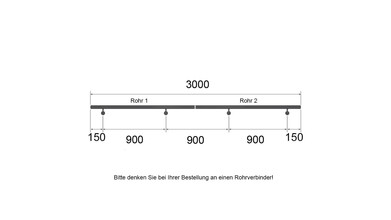 Edelstahl Handlaufrohr | 2 Bohrungen M6 | eingepresste Endkappen | 1,5 m (Halblänge für 3,0 m)