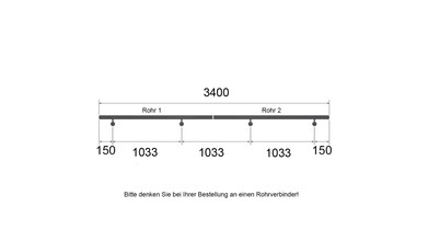 Edelstahl Handlaufrohr | 2 Bohrungen M6 | eingepresste Endkappen | 1,7 m (Halblänge für 3,4 m)