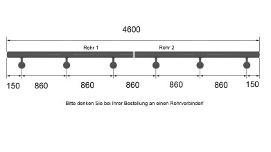 Edelstahl Handlaufrohr | 3 Bohrungen M6 | eingepresste Endkappen | 2,3 m (Halblänge für 4,6 m)