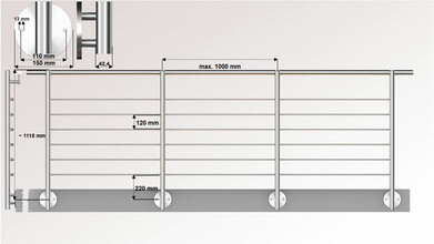 Edelstahlgeländer | Reling-PLUS | seitlich | I-Form