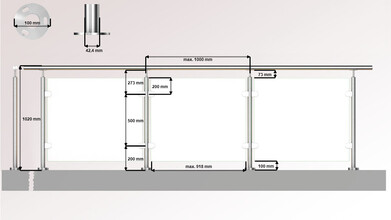 Edelstahlgeländer für Glas | aufgeschraubt | I-Form