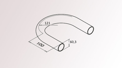 Rohrbogen 90° | r=121 mm | Rohr Ø 60,3 x 2,0...