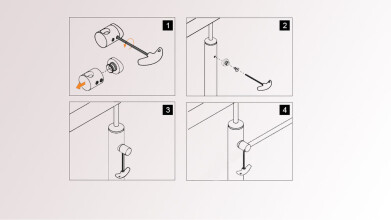 Traversenhalter | für Rohr Ø 48,3 mm / Stab Ø 12 mm | mit Sacklochbohrung | links | Zinkdruckguß mit Edelstahleffekt | Indoor | Auslaufartikel