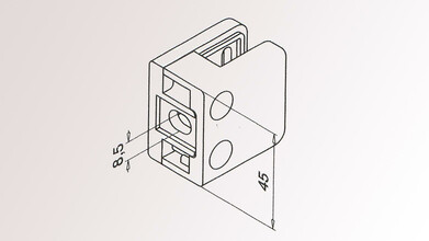 Glashalter | 45 x 45 mm | Zinkdruckguß, Chrom matt...