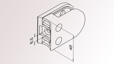 Glashalter | halbrund | 45 x 63 mm | für Rohr...