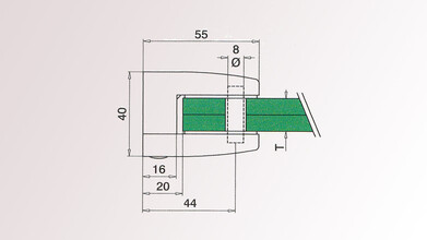 Glashalter | OR4002 |  55 x 70 mm | flach | Zinkdruckguß, RAL 9016 weiß | Indoor | Auslaufartikel