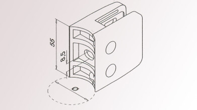 Glashalter | OR6002 | 55 x 55 mm | für Rohr Ø...