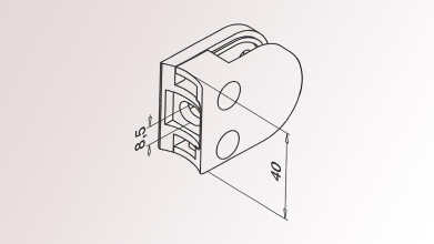 Glashalter | halbrund | 40 x 50 mm | Zinkdruckguß,...