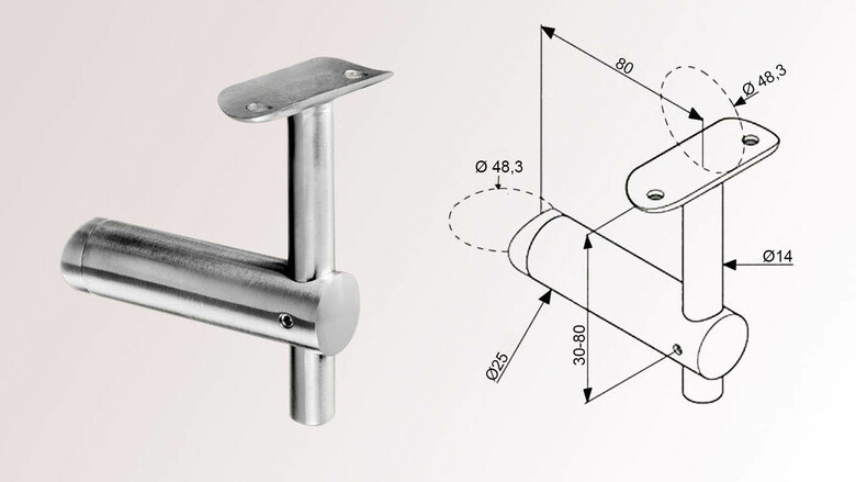 Handlaufstütze für Rohrbefestigung | Ø 48,3 mm | Handlauf Ø 48,3 mm | Auslaufartikel