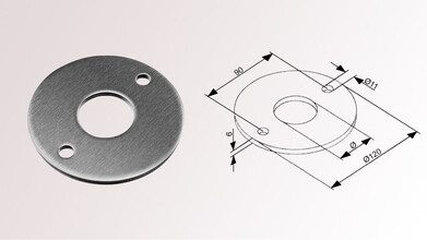 Ronde | gelocht | Ø 120 x 6 mm | Mittelloch...