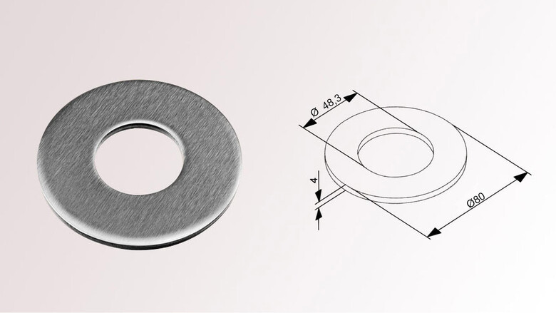 Ronde | Ø 80 x 4 mm | Mittelloch für Rohr Ø 48,3 mm | Auslaufartikel