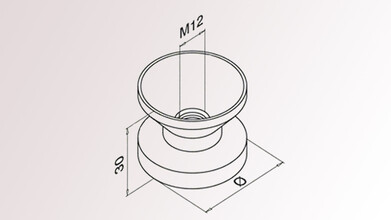 Innenkern für Treppenadapter | Rohr Ø 48,3 x 2,6 mm | M12 Gewinde | V2A | Auslaufartikel