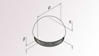 Endkappe mit Rändelung | Rohr Ø 48,3 x 2,6 mm...