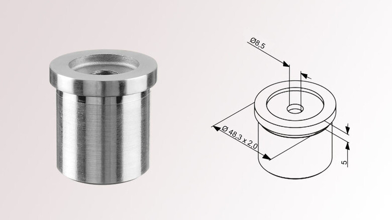 Rohradapter | Rohr Ø 48,3 x 2,0 mm | Handlauf flach | onlinerailings.com