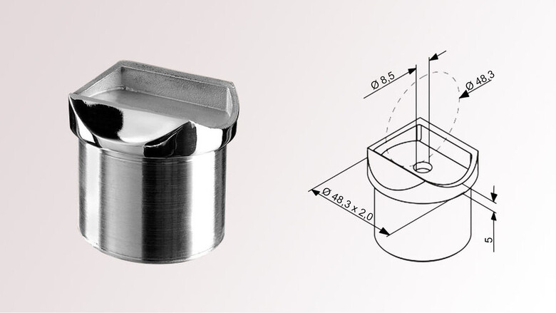 Rohradapter | Rohr Ø 48,3 x 2,0 mm | Handlauf Ø 48,3 mm | onlinerailings.com