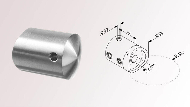 Traversenhalter für Seilführung | Seil Ø 3,2 mm | Rohr Ø 48,3 mm | onlinerailins.com