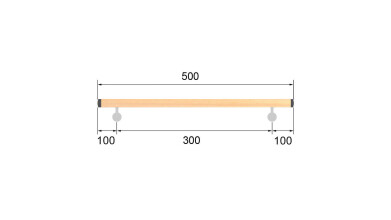 Buche Rundholz | Ø 42 mm | 2 x M6 | klar lackiert | 0,5 m