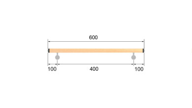 Buche Rundholz | Ø 42 mm | 2 x M6 | klar lackiert | 0,6 m