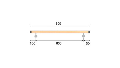 Buche Rundholz | Ø 42 mm | 2 x M6 | klar lackiert | 0,8 m