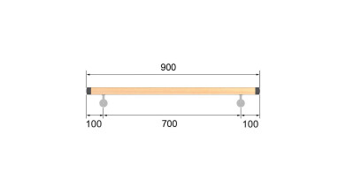 Buche Rundholz | Ø 42 mm | 2 x M6 | klar lackiert | 0,9 m