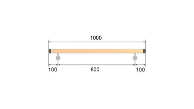 Buche Rundholz | Ø 42 mm | 2 x M6 | klar lackiert | 1,0 m