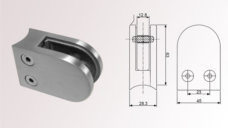 Glashalter | für VSG 10,76 - 12 mm + ESG 12,76 mm | huero.de