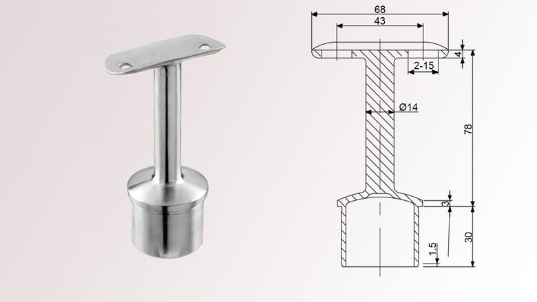 Handlauf Rohrstütze | starr | für Rohr Ø 42,4 x 2,0 mm | V2A