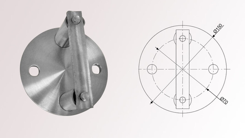 Edelstahl Wandanker Ø 150 mm