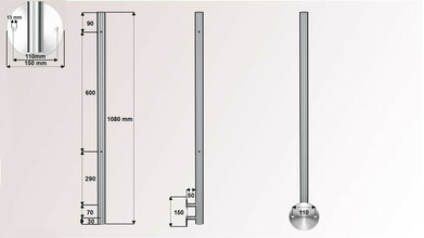 Geländerpfosten | V2A | 2 x M8 Gewinde rechts |...