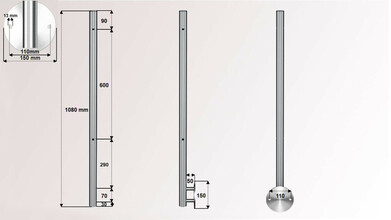 Geländerpfosten | V2A | 2 x Ø 12,2 mm...