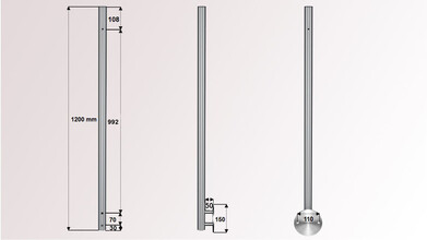 Universal Geländerpfosten | Wandanker Ø 150 mm | vorgebohrt für Handlaufträgerbügel | V2A