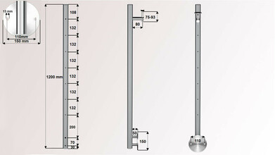 Geländerpfosten mit Handlaufträger für...