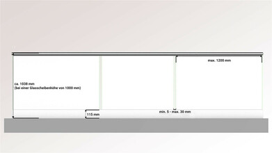 Ganzglasgeländer mit Klarglas | L-Form | Handlauf rund | Business-A