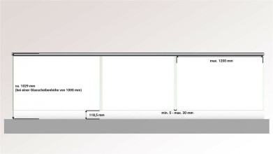 Ganzglasgeländer mit Klarglas (inkl. Sichtschutzfolie) | L-Form | Handlauf rund | Home-F