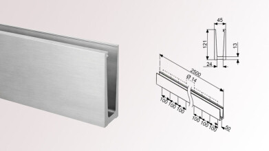 Ganzglasgeländer ohne Glas | I-Form | Handlauf rund | Home-A